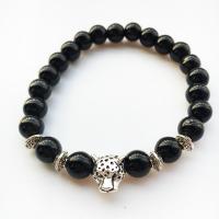 Gemstone Armbånd, Ædelsten, med Zinc Alloy, Leopard, forskellige materialer til valg & Unisex, Længde Ca. 7.5 inch, Solgt af PC