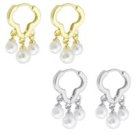 Brass Leverback Earring with Plastic Pearl plated for woman Sold By Pair