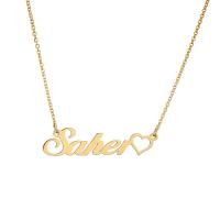 304 Stainless Steel Necklace with 1.97inch extender chain Vacuum Ion Plating Each custom text must be less than 10 letters & fashion jewelry & for woman golden Length Approx 17.72 Inch Sold By PC