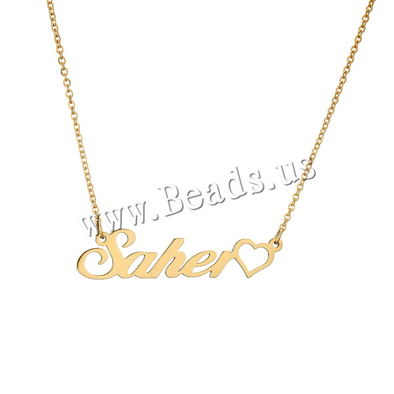 Acier inoxydable 304 collier, avec 1.97inch chaînes de rallonge, bijoux de mode & pour femme, doré, Longueur Environ 17.72 pouce, Vendu par PC