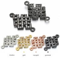 Messing connector met micro-paved kubieke zirconia's, Chinese Knoop, plated, mode sieraden & DIY & micro pave zirconia, meer kleuren voor de keuze, 13x22mm, Verkocht door PC