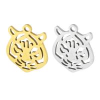 Acciaio inossidabile Animal Ciondoli, 304 acciaio inox, Tigre, Placcatura galvanica, DIY, nessuno, 13x15x1mm, 10PC/borsa, Venduto da borsa