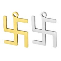 Roestvrij stalen sieraden Hangers, 304 roestvrij staal, Boeddhistische Woorden betekent geluk, Galvanische beplating, DIY, meer kleuren voor de keuze, 13x17x1mm, Gat:Ca 1mm, 14pC's/Bag, Verkocht door Bag