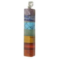 Bijoux Pendentifs en pierres gemmes, pierre gemme, avec laiton, pilier, Placage de couleur argentée, DIY, couleurs mélangées, 11x52.50x11mm, Vendu par PC