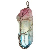 Pendentifs cristal, avec fil en laiton, Plaqué de couleur de bronze antique, DIY, 21x65x24mm, Trou:Environ 4mm, Vendu par PC