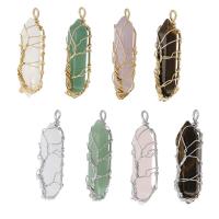 Pendants Gemstone Jewelry, le sreang práis, plátáilte, DIY & ábhair éagsúla do rogha, dathanna níos mó le haghaidh rogha, 12x47.50x14mm, Poll:Thart 3mm, Díolta De réir PC