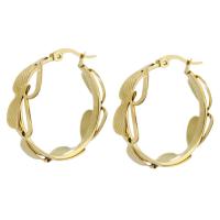 Brinco de argola de aço inoxidável de Mens, Aço inoxidável 304, joias de moda & para mulher, dourado, 9x32mm, vendido por par