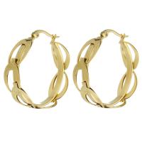 Brinco de argola de aço inoxidável de Mens, Aço inoxidável 304, joias de moda & para mulher, dourado, 9x32mm, vendido por par