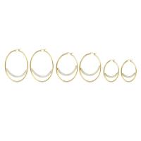 Mens acier inoxydable Hoop boucles d'oreilles, Acier inoxydable 304, normes différentes pour le choix & pour femme & avec strass, doré, Vendu par paire