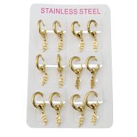 Brinco de gota aro abraço, Aço inoxidável 304, joias de moda & para mulher, dourado, 30mm,4*12mm, 6Pairs/Bag, vendido por Bag