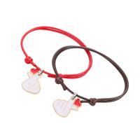 Couple Bracelet and Bangle Wax Cord with Zinc Alloy plated 2 pieces & Adjustable & fashion jewelry & enamel Length 16-25 cm Sold By Pair