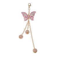 liga de zinco Celular Kit DIY, Borboleta, cromado de cor dourada, com strass, rosa, níquel, chumbo e cádmio livre, 39x25mm, comprimento 135 mm, vendido por PC