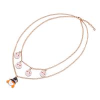 Ketting Halloween, Zinc Alloy, rose goud plated, Dubbele laag & Halloween Jewelry Gift & voor vrouw & glazuur, rose goud kleur, 500mm, Verkocht door PC