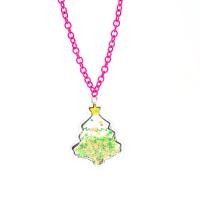 Natale Collane, lega in zinco, with plastica, Albero di Natale, per i bambini & Gioielli di Natale, rosa, 28.10x34.50mm, Lunghezza Appross. 17.7 pollice, Venduto da PC