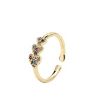 Cubic Zirconia Micro Pave Brass Ring gold color plated Adjustable & micro pave cubic zirconia & for woman Sold By PC