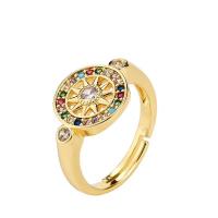 Cubic Zirconia Micro Pave Brass Ring gold color plated Adjustable & micro pave cubic zirconia & for woman Sold By PC