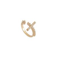 Kubieke Circonia Micro Pave Brass Ring, Messing, Oversteken, gold plated, Verstelbare & micro pave zirconia & voor vrouw, Verkocht door PC