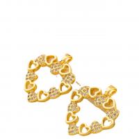 Messing hanger met micro-paved kubieke zirconia's, Hart, gold plated, micro pave zirconia & hol, 25x29mm, Verkocht door PC