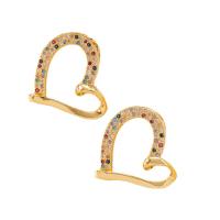 Messing hanger met micro-paved kubieke zirconia's, Hart, gold plated, micro pave zirconia & hol, goud, 20x20mm, Verkocht door PC