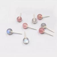 Orecchini quarzo naturale, 925 argento sterlina, with Moonstone & Strawberry Quartz, formato differente per scelta & per la donna & con strass, nessuno, 5mm, Venduto da coppia