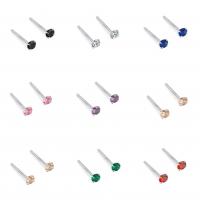 Boucle d'oreille strass, argent sterling 925, pour femme & avec strass, plus de couleurs à choisir, 3mm, Vendu par paire