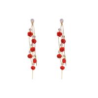 Fashion Fringe Boucles d'oreilles, alliage de zinc, Rose, vernis au four, pour femme & avec strass, plus de couleurs à choisir, 13x98mm, Vendu par paire