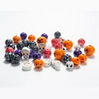 Abalorios de Madera, Schima Superba, Diseño de Halloween & Bricolaje & diferentes estilos para la opción, más colores para la opción, aproximado 100PCs/Bolsa, Vendido por Bolsa