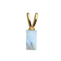 concha branca Pingente de garrafa de perfume, with cobre, Retângulo, cromado de cor dourada, unissex, branco, 7.70x23mm, vendido por PC