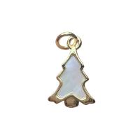 Shell Pendler, White Shell, med Messing, Juletræ, guldfarve belagt, Unisex, hvid, 12.70x19mm, Solgt af PC