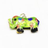 Pendentifs cloisonnés, cloisonne, avec laiton, éléphant, unisexe, plus de couleurs à choisir, 34mm, Vendu par PC