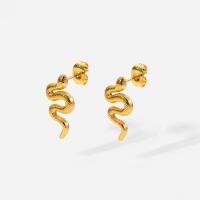 Roestvrij staal Stud Earrings, 304 roestvrij staal, Slang, 18K verguld, mode sieraden & voor vrouw, gouden, 18.60mm, Verkocht door pair