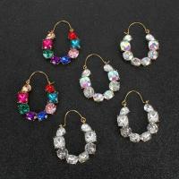 Pendientes de Aleación de Zinc, chapado, Joyería & para mujer & con diamantes de imitación, más colores para la opción, libre de níquel, plomo & cadmio, 40x50mm, Vendido por Par