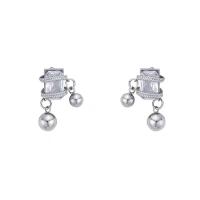 Pendientes de Cristal, metal, con Cristal, chapado en color de plata, Joyería & para mujer, plateado, libre de níquel, plomo & cadmio, 20x10mm, Vendido por Par