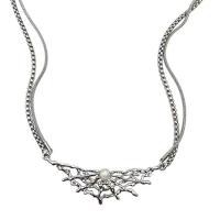 Collana di titanio acciaio, Titantium acciaio, with resina & lega in zinco, with 6cm extender chain, spider web, placcato color argento, Doppio strato & gioielli di moda & per la donna, argento, Lunghezza 42 cm, Venduto da PC