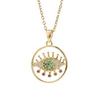 Cubic Zircon Micro Pave Brass Necklace real gold plated micro pave cubic zirconia & for woman Length Approx 17.7 Inch Sold By PC