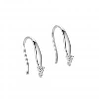 925 Sterling Silver Hook earring, plátáilte, do bhean & le rhinestone, dathanna níos mó le haghaidh rogha, 14mm, Díolta De réir Péire