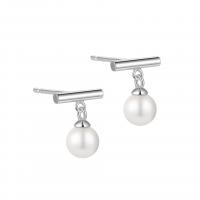 Boucles d'oreilles en perles d'eau douce, Argent sterling 925, avec Shell Pearl, Placage, bijoux de mode & pour femme, plus de couleurs à choisir, Vendu par paire