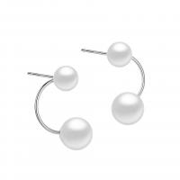 Boucles d'oreilles en perles d'eau douce, Argent sterling 925, avec Shell Pearl, Placage, bijoux de mode & pour femme, plus de couleurs à choisir, 20mm, Vendu par paire