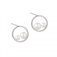 Boucle d'oreille bijoux en argent sterling, Argent sterling 925, avec Shell Pearl, Placage, bijoux de mode & pour femme & creux, plus de couleurs à choisir, 17mm, Vendu par paire