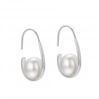 Freshwater Pearl Earrings 925 Sterling Silver with Shell Pearl plated fashion jewelry & for woman 25mm Sold By Pair