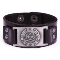 Lederen koord armband, Leer, met Zinc Alloy, plated, met oog patroon & uniseks, meer kleuren voor de keuze, Verkocht door PC