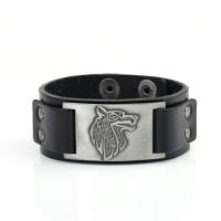 Läderrem Armband, Läder, med Zink Alloy, Wolf, plated, mode smycken & Unisex, fler färger för val, Säljs av PC