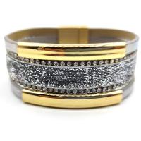 Bracelets cordon PU, alliage de zinc, avec Aimant & cuir PU, Placage, unisexe & avec strass, 195x26mm, Vendu par PC