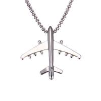 Stainless Steel Trui Collier, met zinklegering hanger, Vliegtuig, plated, uniseks & verschillende stijlen voor de keuze, metallic kleur plated, 14x38mm, Lengte Ca 27.55 inch, Verkocht door PC