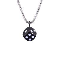 Chaîne en acier inoxydable Collier Sweater, avec Pendentif en alliage de zinc, cubesdé à jouer, Placage, unisexe, plus de couleurs à choisir, 13x26mm, Longueur Environ 27.55 pouce, Vendu par PC