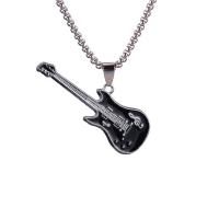 Nehrđajući čelik Chain Necklace džemper, s cink legura privjesak, Gitara, pozlaćen, bez spolne razlike & emajl, više boja za izbor, 20x58mm, Dužina Približno 27.55 inčni, Prodano By PC