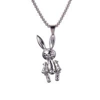 Chaîne en acier inoxydable Collier Sweater, avec Pendentif en alliage de zinc, lapin, Placage, unisexe, couleur métallique plaquée, 30x65mm, Longueur Environ 27.55 pouce, Vendu par PC