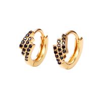 Orecchini cerchietti Hoop ottone, placcato, Micro spianare cubic zirconia & per la donna, nessuno, 5.50x13mm, Venduto da coppia