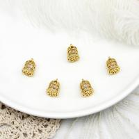 Цирконий Micro Pave латунь подвеска, Латунь, Клетка, 18K позолоченный, инкрустированное микро кубического циркония & Женский, 9x12mm, продается PC