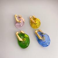 Pär Hoop Drop örhänge, Mässing, med Lampwork, 18K guldpläterad, mode smycken & för kvinna, fler färger för val, nickel, bly och kadmium gratis, 37x20mm, Säljs av Par